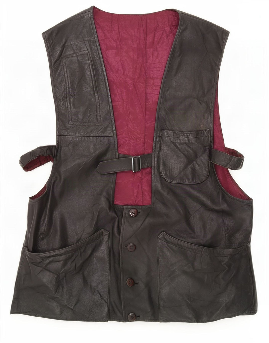 Gilet in pelle da uomo vintage medio nero