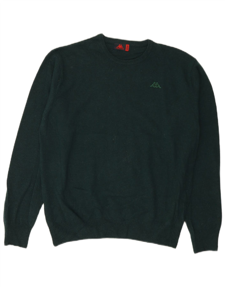 Maglione maglione girocollo da uomo Kappa verde medio in lana d'agnello