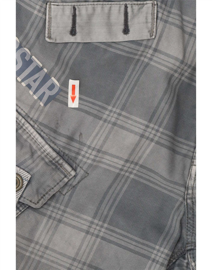 Pantaloncini cargo da uomo G-Star W32 in cotone scozzese grigio medio