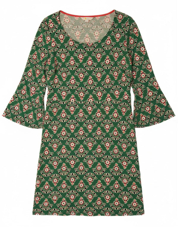 BODEN Abito da donna a trapezio con maniche a 3/4 UK 14 Grande viscosa floreale verde