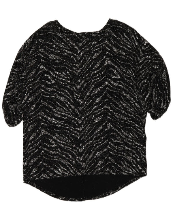 Quiz Camicetta da donna vestibilità ampia Top UK 12 Nylon medio nero con stampa animalier