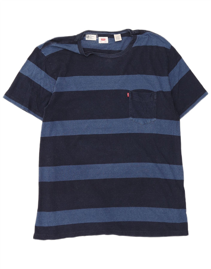 LEVI'S Mens T-Shirt Top 2XL Blue Striped Cotton