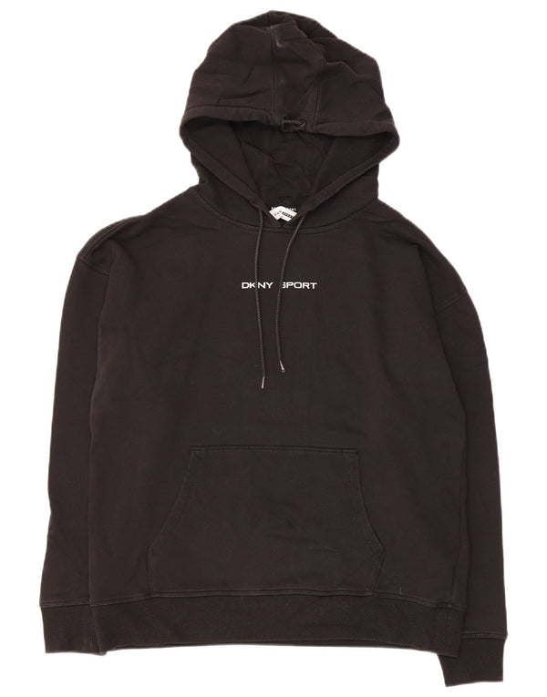 Maglione con cappuccio grafico da donna Dkny UK 14 cotone nero medio