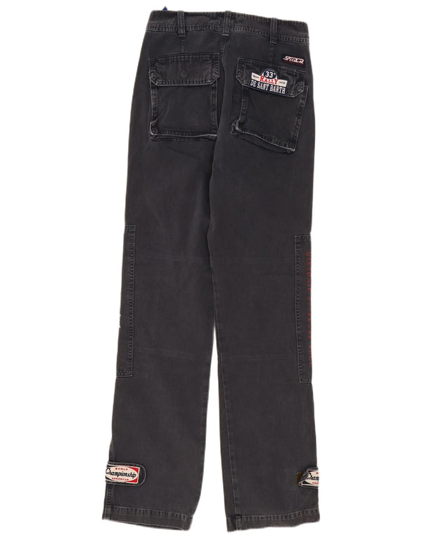 Pantaloni casual da motociclista con grafica vintage da uomo IT 46 Small W30 L34 Grigio