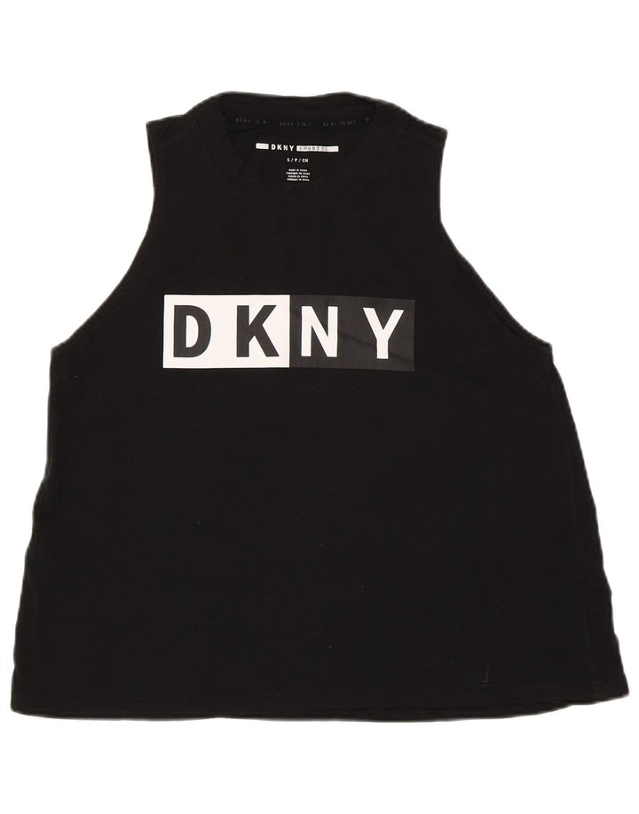 Canottiera grafica da donna DKNY UK 10 piccola in cotone nero