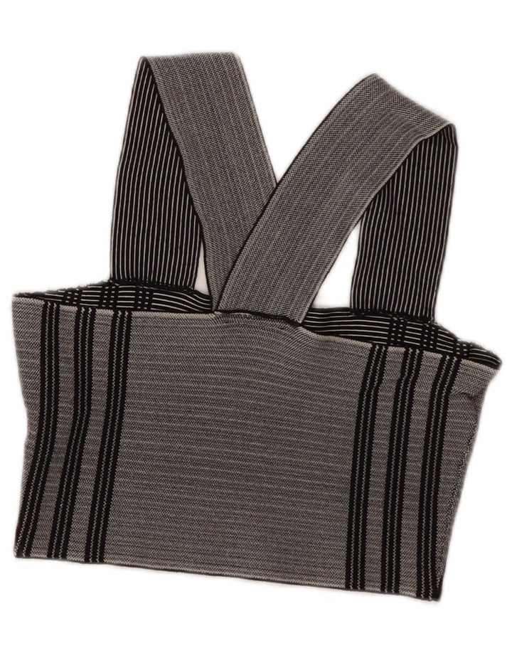 Topshop Top da donna corto alla caviglia UK 8 piccolo in viscosa a righe grigie