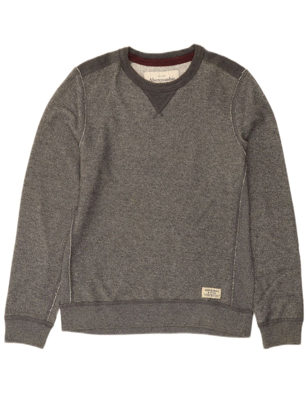 ABERCROMBIE & FITCH Felpa da uomo Maglione in cotone color block grigio medio
