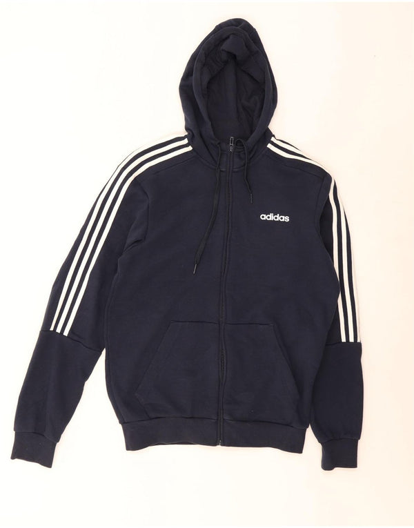 Adidas Mens Zip Hoodie Sweater Medium Navy Blue Cotton