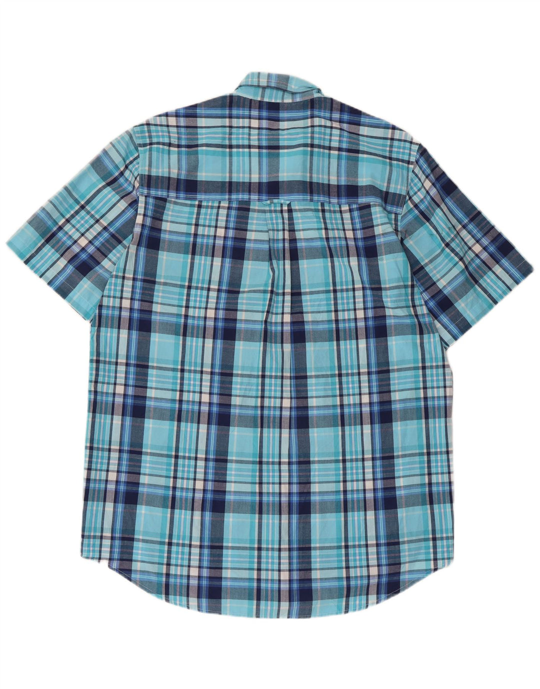 Chaps - Camicia a maniche corte da uomo, facile da pulire, in cotone a quadri blu grande