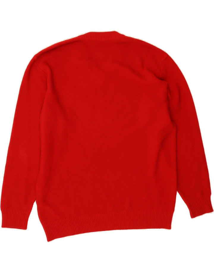 BREIDHOF Mens V-Neck Jumper Sweater EU 50 Medium Red Polyacrylic Vintage Breidhof and Second-Hand Breidhof from Messina Hembry 