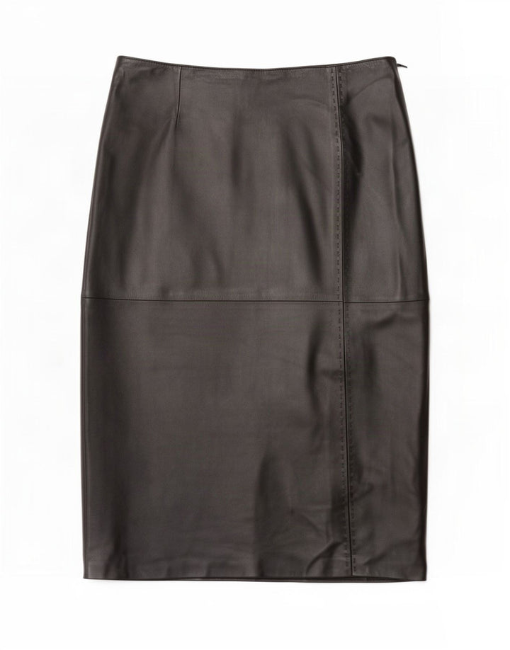 Gonna longuette in pelle da donna Suprema media W36 nera