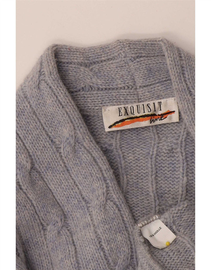 Maglione cardigan da donna squisito UK 16 grande lana blu
