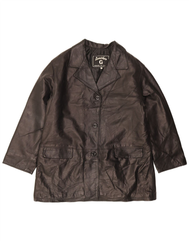 Giacca in pelle da donna vintage IT 48 XL in pelle nera