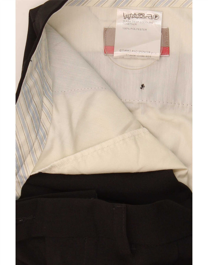 Pantaloni da abito con pegging da uomo Marks & Spencer W38 L29 poliestere nero