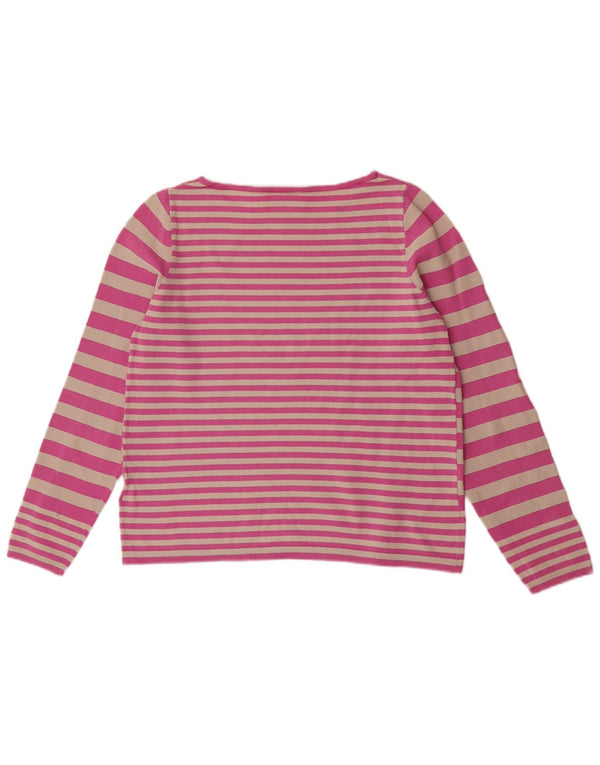 Tommy Hilfiger Donna Maglione con scollo a barca Maglione UK 14 Grandi strisce rosa