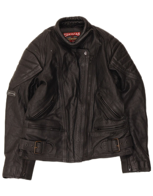 Giacca da corsa in pelle da donna SKINTAN UK 10 piccola in pelle nera