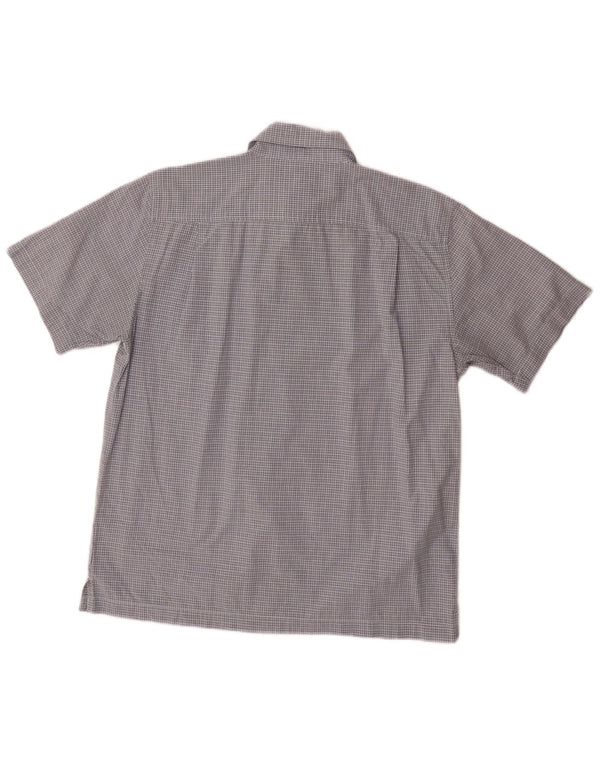 DOCKERS Camicia da uomo a maniche corte in cotone a quadri blu medio