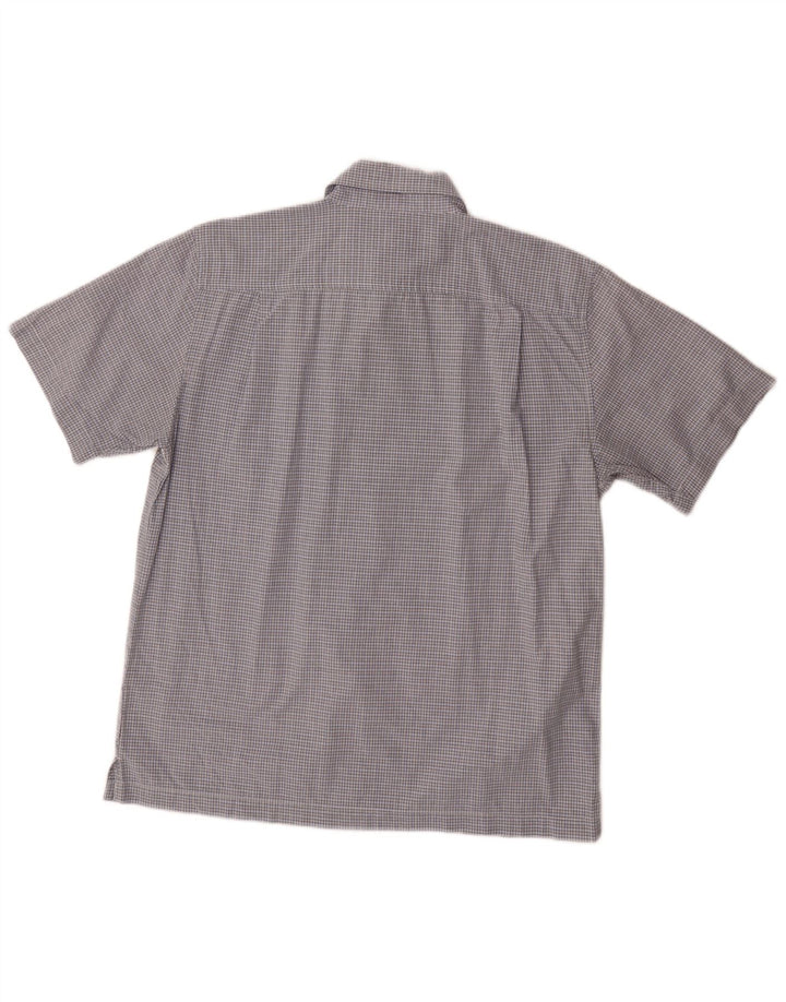 DOCKERS Camicia da uomo a maniche corte in cotone a quadri blu medio