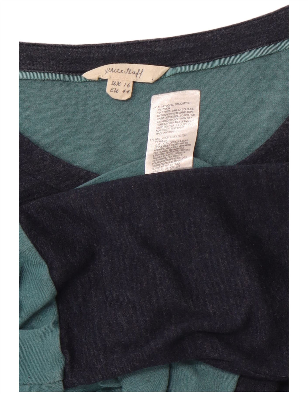 WHITE STUFF Abito a trapezio da donna UK 16 Large blu navy color block