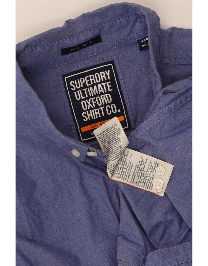 Camicia da uomo Regular Fit Superdry in cotone blu medio