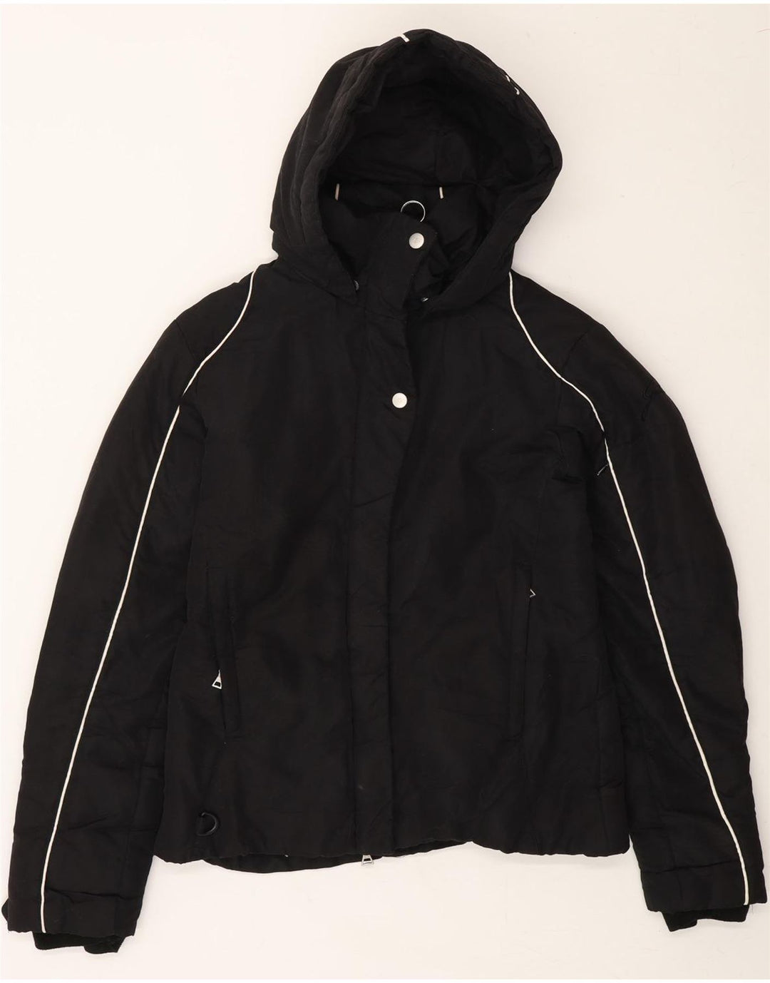 GATTINONI Womens Hooded Padded Jacket UK 10 Small Black Vintage Gattinoni and Second-Hand Gattinoni from Messina Hembry 