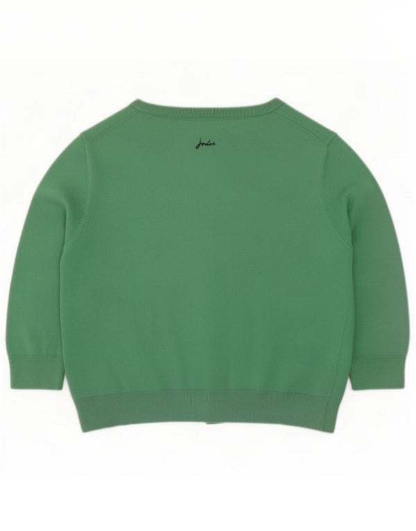 Joules Maglione cardigan corto con maniche a 3/4 da donna UK 16 Large Green Cotton