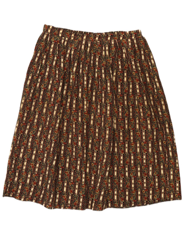 Gonna svasata a vita alta da donna vintage UK 22/24 2XL W34 Cachi floreale