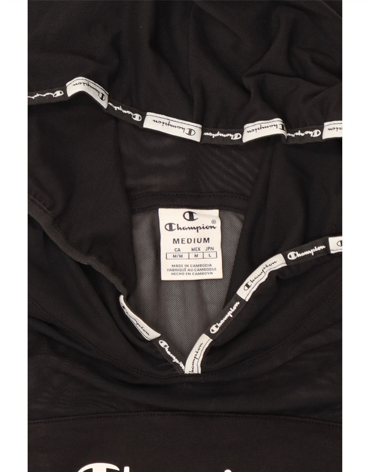 CHAMPION Womens Oversized Hoodie Jumper UK 14 Medium Black Colourblock Vintage Champion and Second-Hand Champion from Messina Hembry 