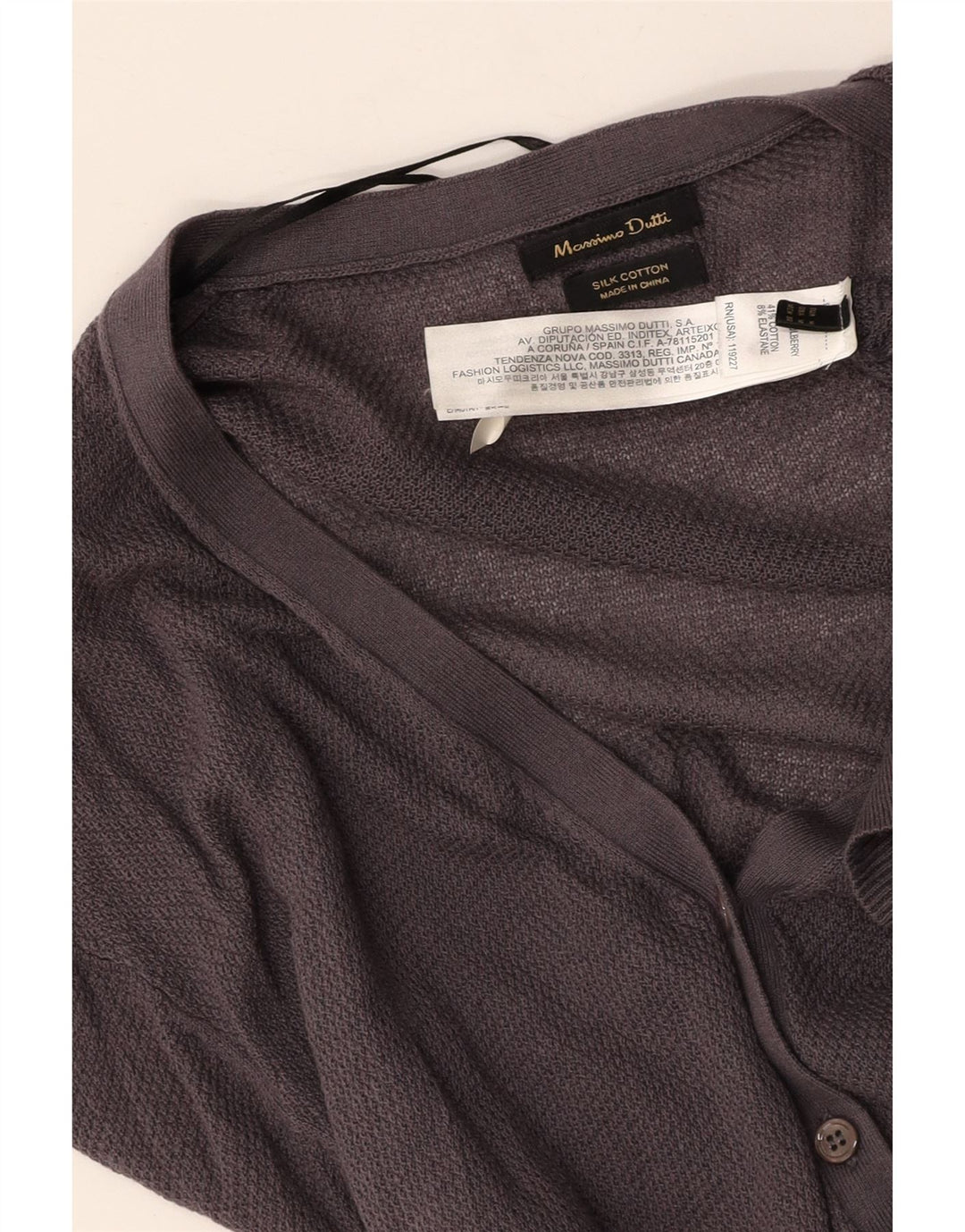 MASSIMO DUTTI Maglione cardigan da donna UK 14 Cotone grigio medio