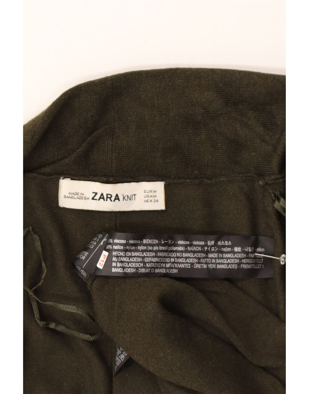 Maglione cardigan aperto da donna Zara UK 12 Viscosa verde medio