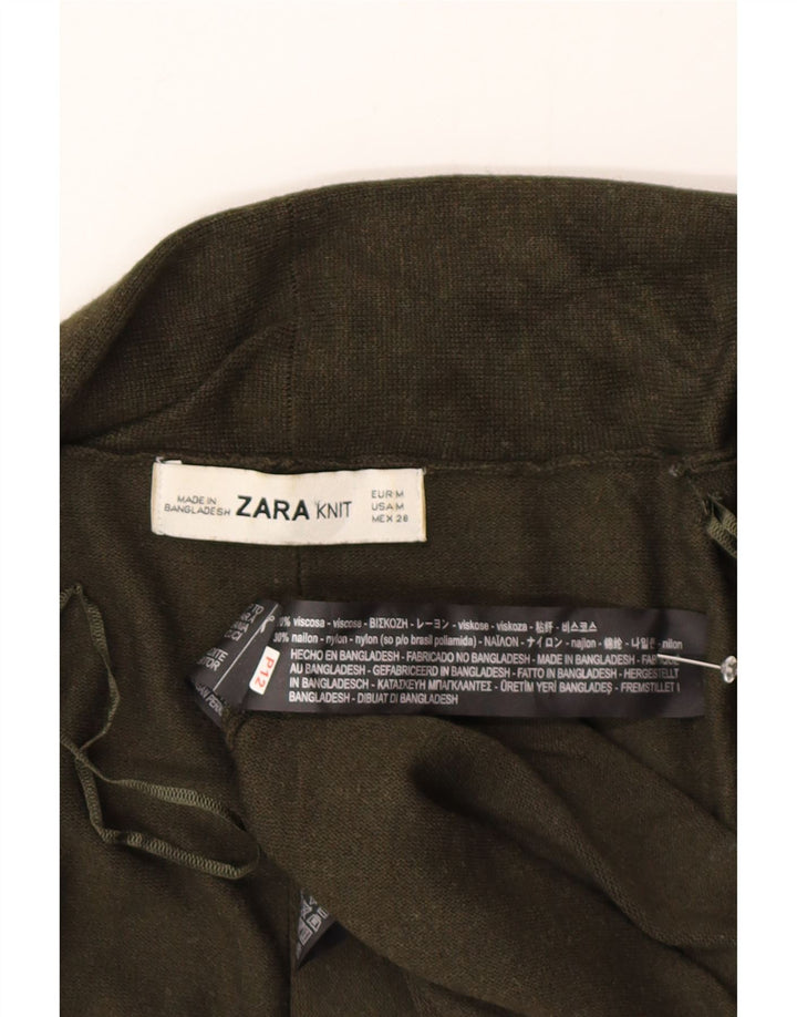 Maglione cardigan aperto da donna Zara UK 12 Viscosa verde medio