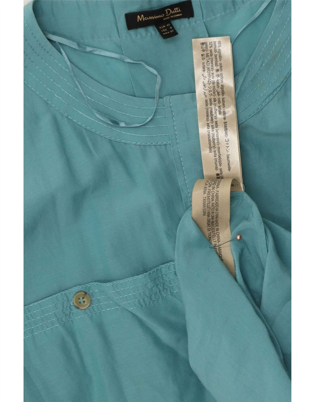 Camicetta camicia oversize da donna Massimo Dutti EU 40 cotone turchese medio