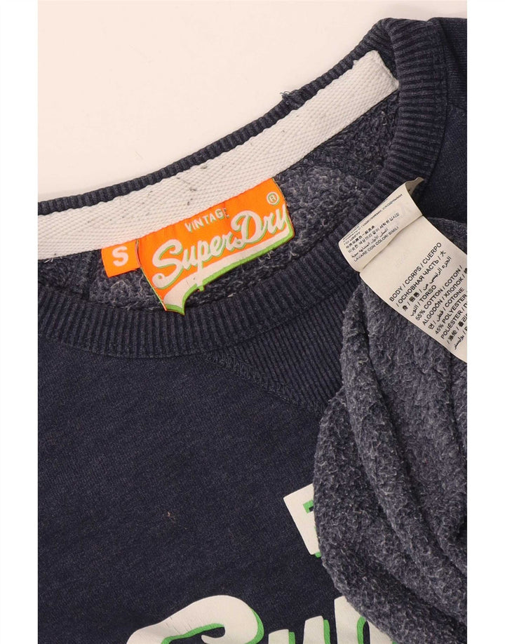 Felpa grafica da uomo Superdry Maglione piccolo in cotone blu navy