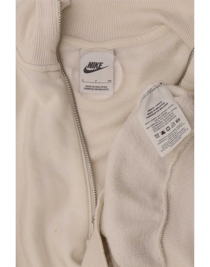 Felpa Nike da donna oversize con collo corto e zip, maglione UK 10, piccola, bianca