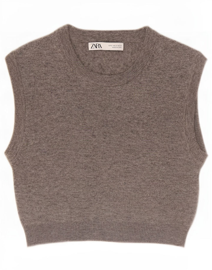 Canotta corta da donna Zara UK 10 piccola in poliestere grigio