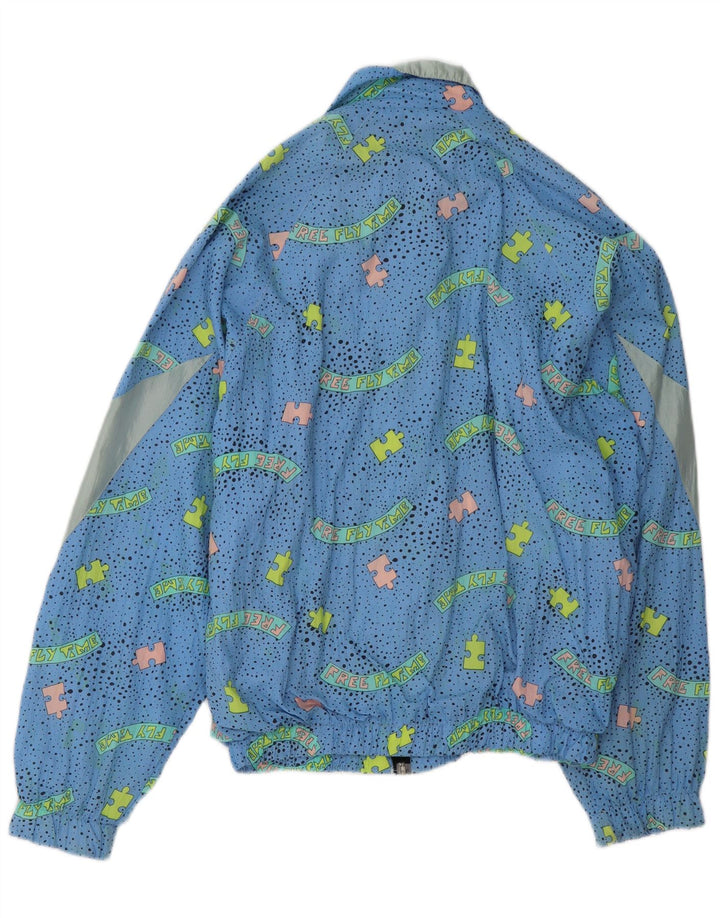 Giacca da tuta oversize da donna vintage UK 22 3XL Blu geometrico