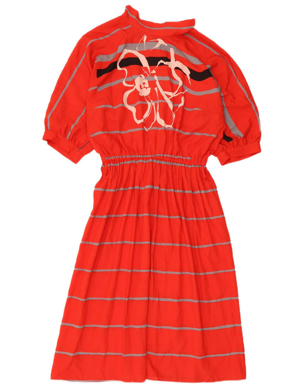 Abito maxi grafico da donna vintage UK 12 a righe rosse medie