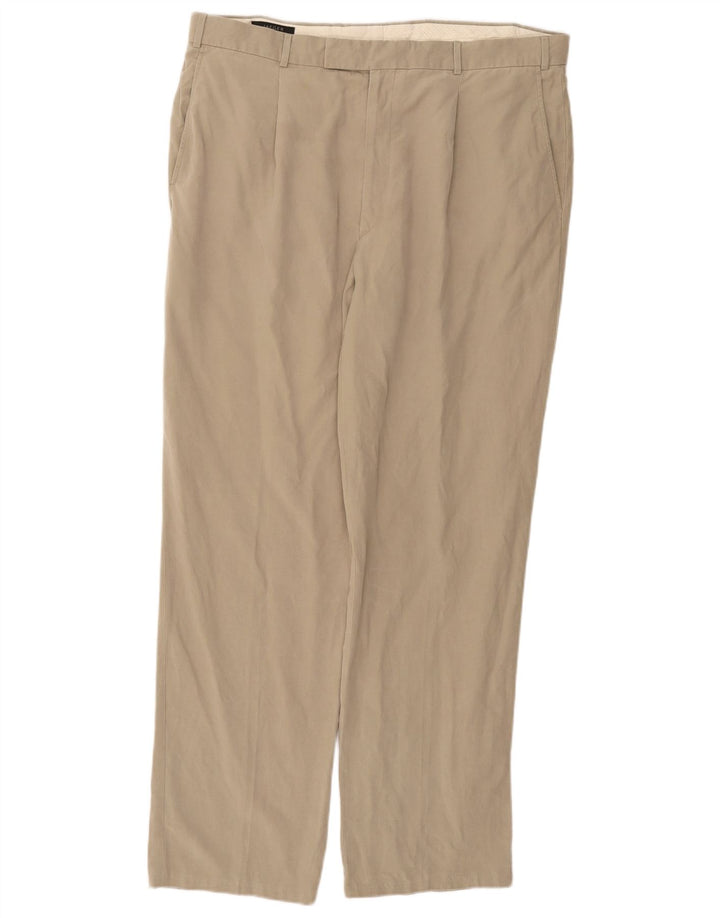 Pantaloni chino dritti da uomo JAEGER W36 L30 Lyocell kaki