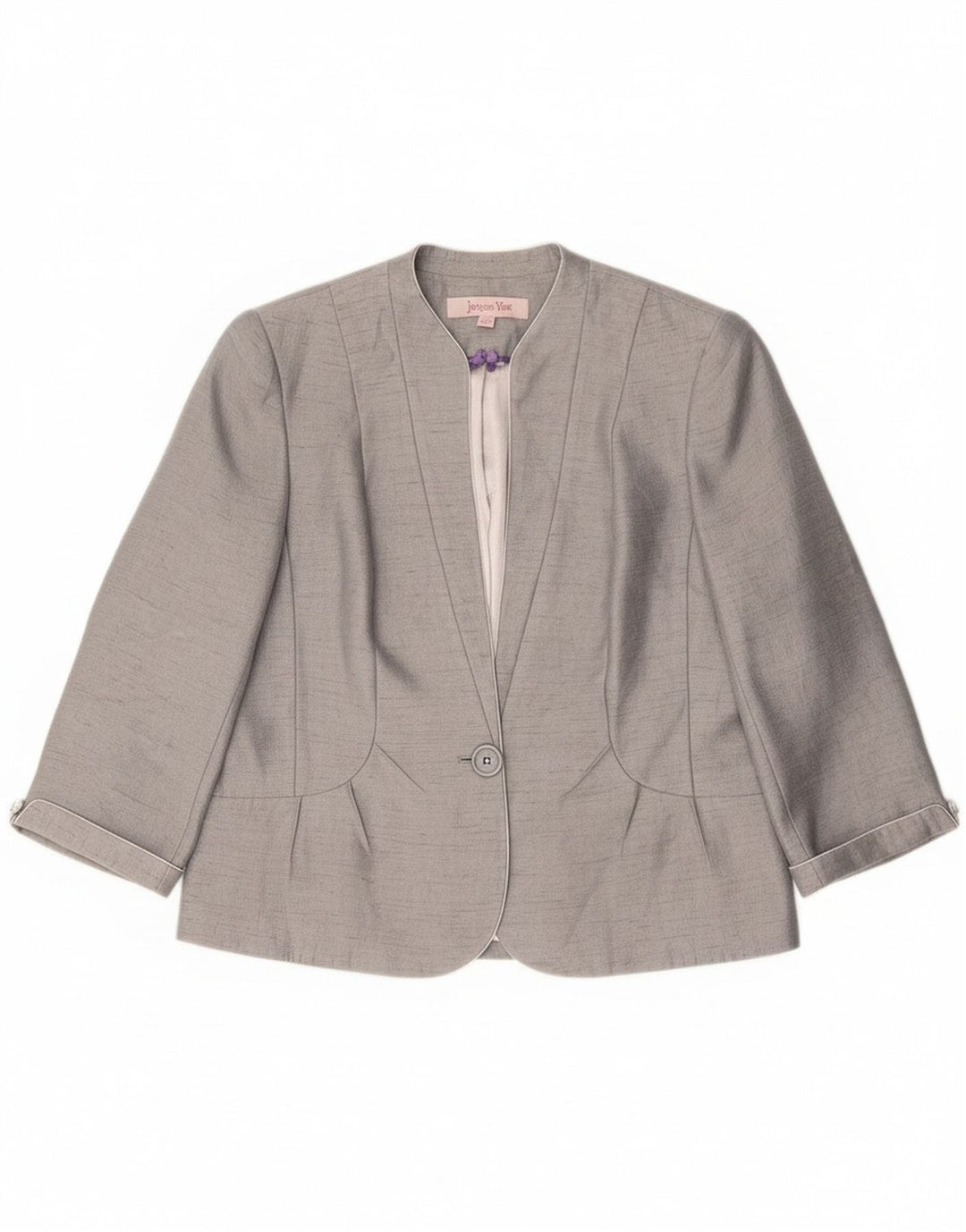 Giacca blazer da donna a 1 bottone Jacques Vert UK 16 grande viscosa grigia