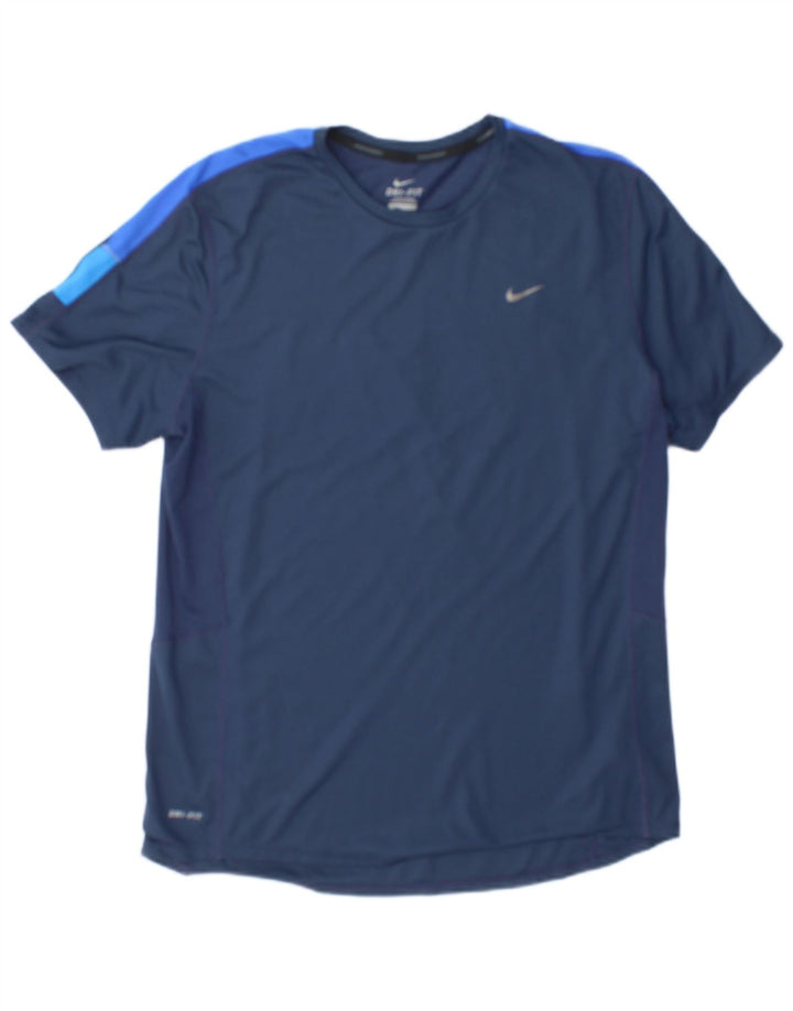 T-shirt Nike Dri Fit da uomo, taglia grande, in poliestere color block blu navy
