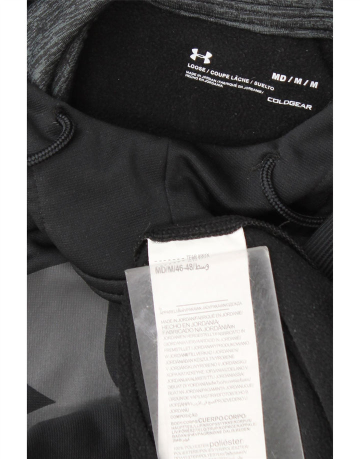 Felpa con cappuccio grafica Under Armour da uomo Cold Gear, poliestere medio nero