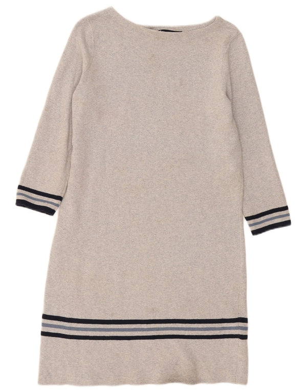 Crew Clothing Womens 3/4 Sleeve Jumper Dress UK 12 Medium Grey Striped