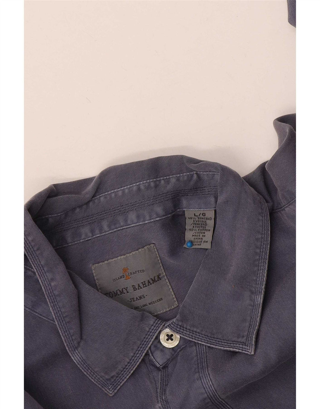 Camicia da uomo Tommy Bahama grande in cotone blu navy