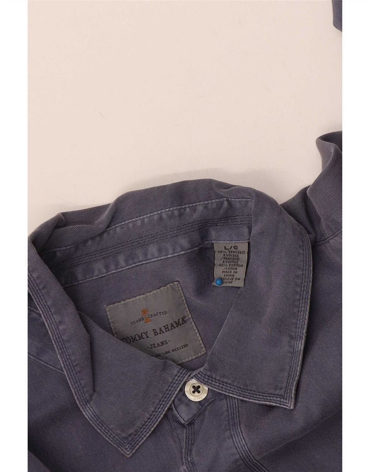 Camicia da uomo Tommy Bahama grande in cotone blu navy