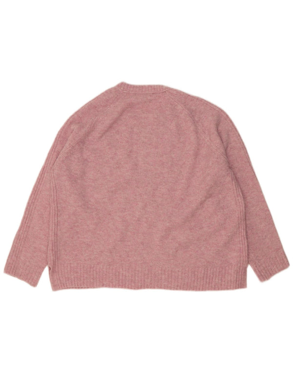 Maglione maglione girocollo da donna Marks & Spencer UK 18 XL rosa screziato