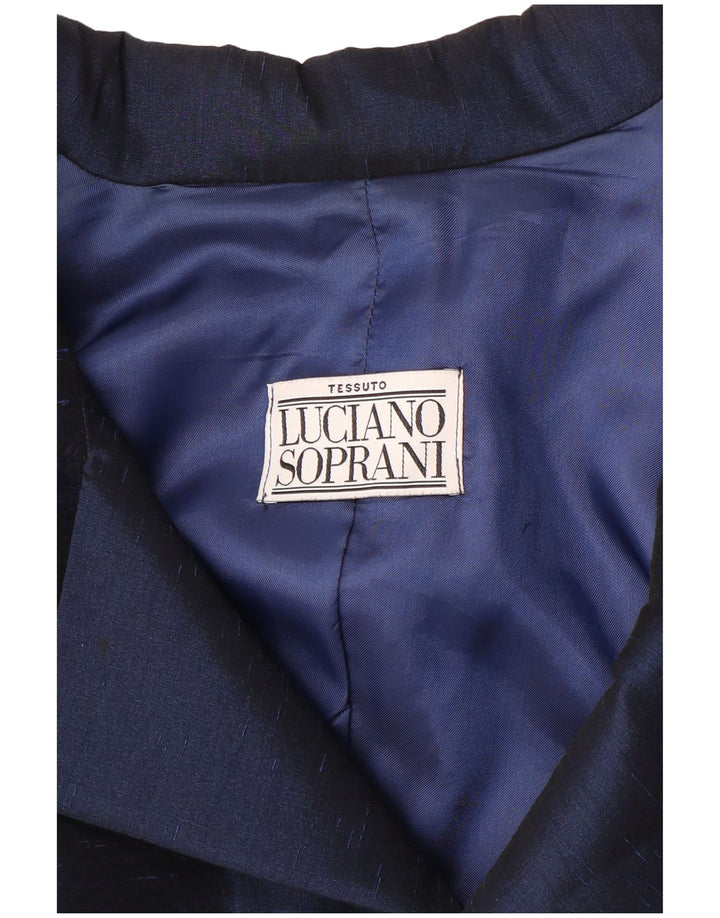 LUCIANO SOPRANI Giacca blazer a 4 bottoni da donna UK 16 Large Blu Navy