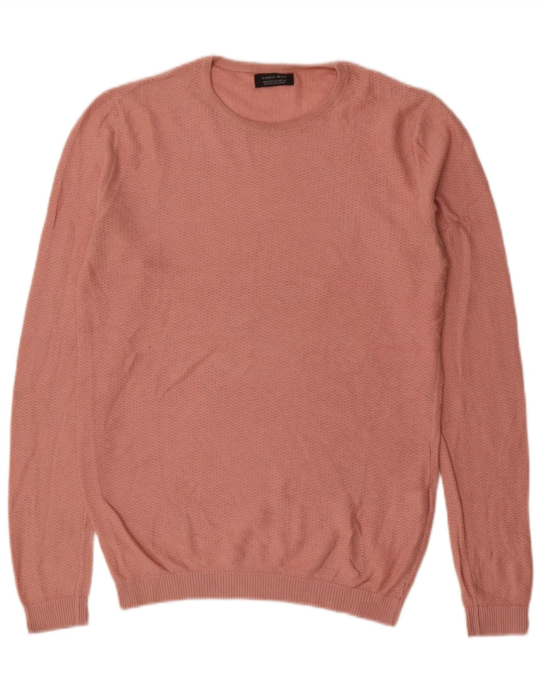 Maglione maglione girocollo da uomo Zara in acrilico rosa medio