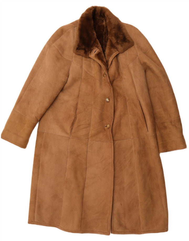 Cappotto in shearling da donna VINTAGE IT 52 2XL Shearling marrone