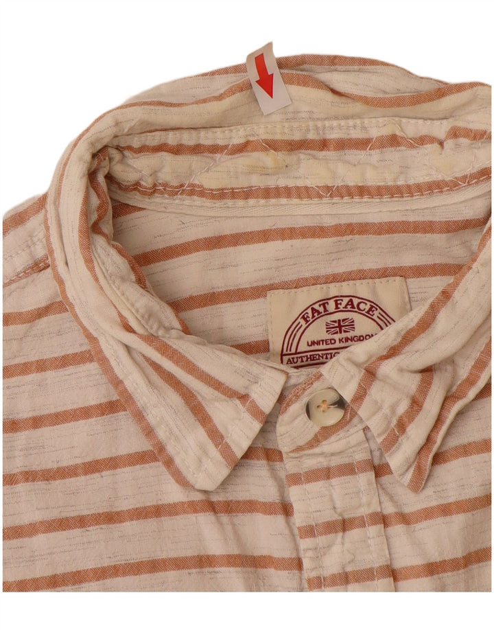 Camicia a maniche corte da uomo Fat Face, cotone a righe bianche grandi