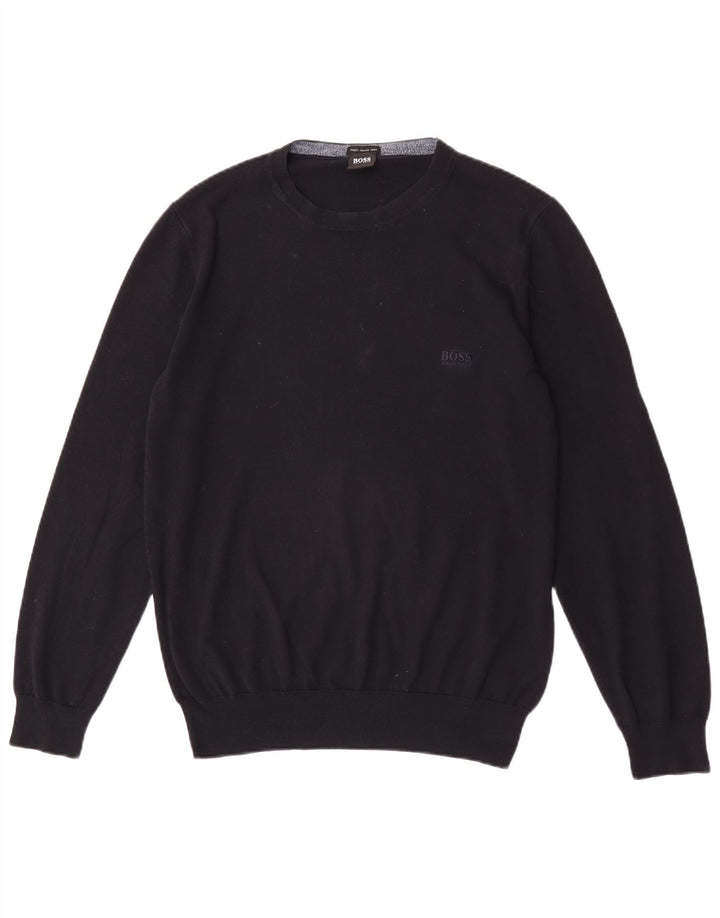 Maglione maglione girocollo da uomo vestibilità regolare Hugo Boss in cotone nero medio